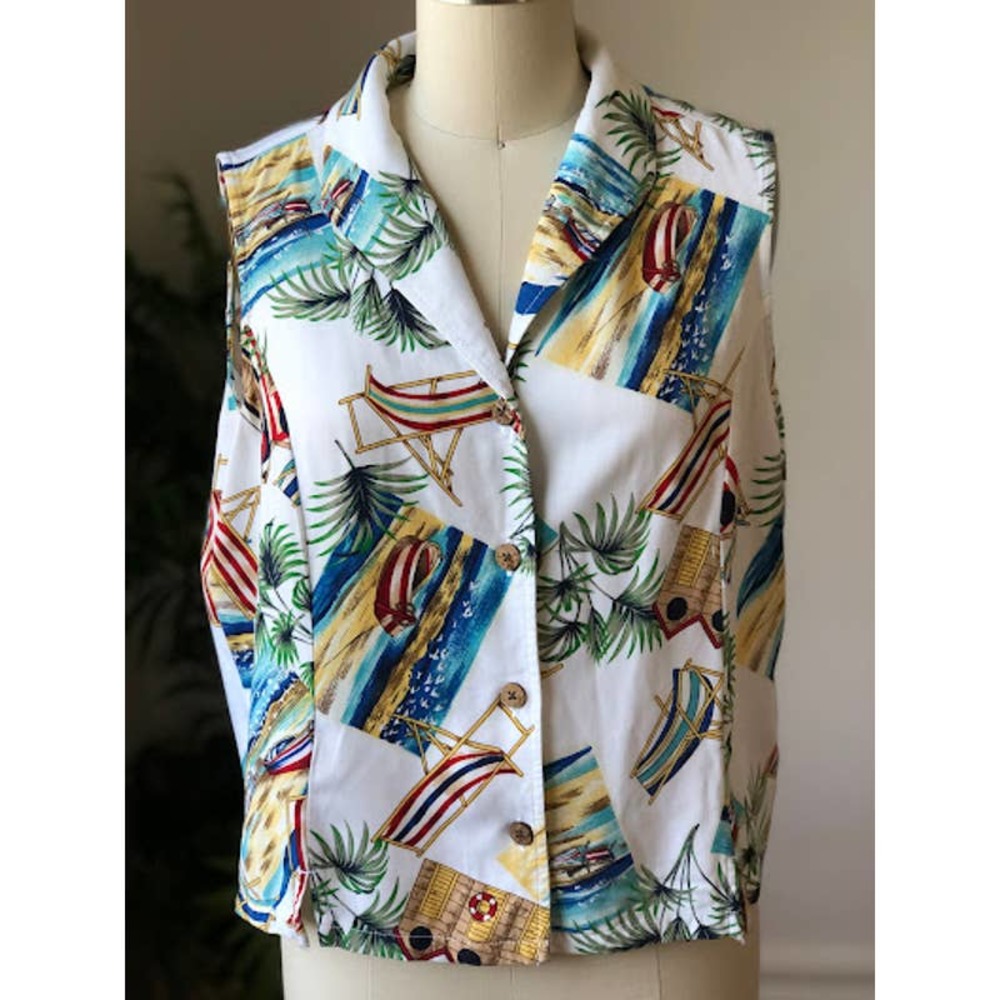 90s Jamaica Bay Nautical Beach Tank (Large)